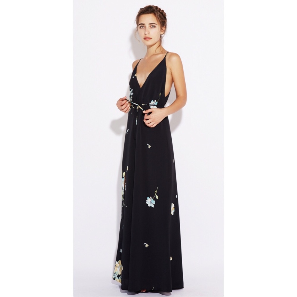 Reformation Citrine Dress in Black Floral XS